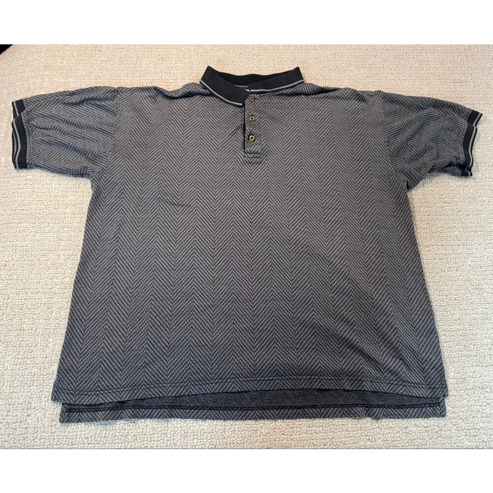 Izod Double Mercerized Cotton Golf Polo Shirt Men’s L Grey Chevron Regular Fit